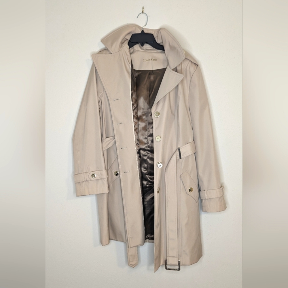 Calvin Klein Women's Single Breasted Belted Rain Jacket XXL